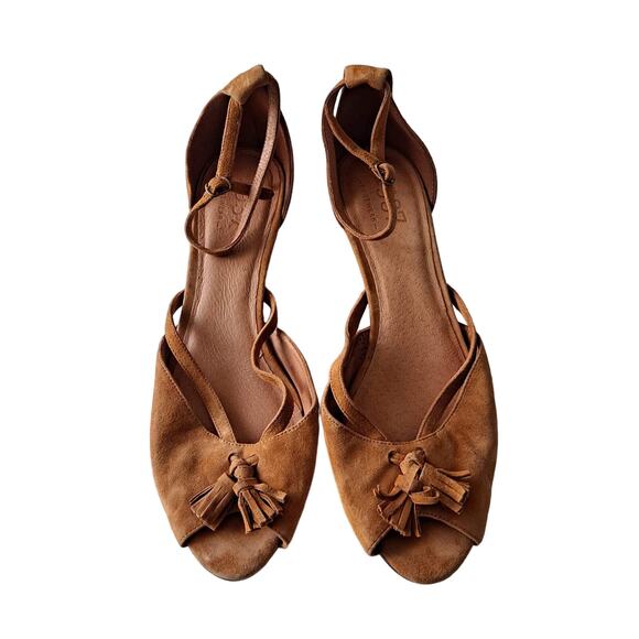 Madewell 1937 Footwear Womens Vintage Camel Suede Flat Open Toe Shoes - Size 9.5 - Picture 4 of 12